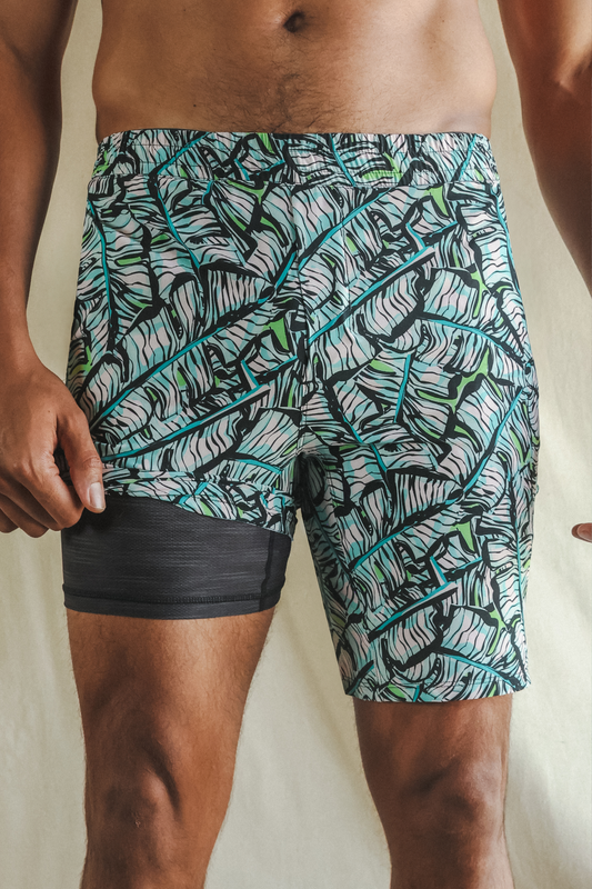 The Easy Breezy | Blue Tropical Ball Hammock® 9 Inch Athletic Shorts