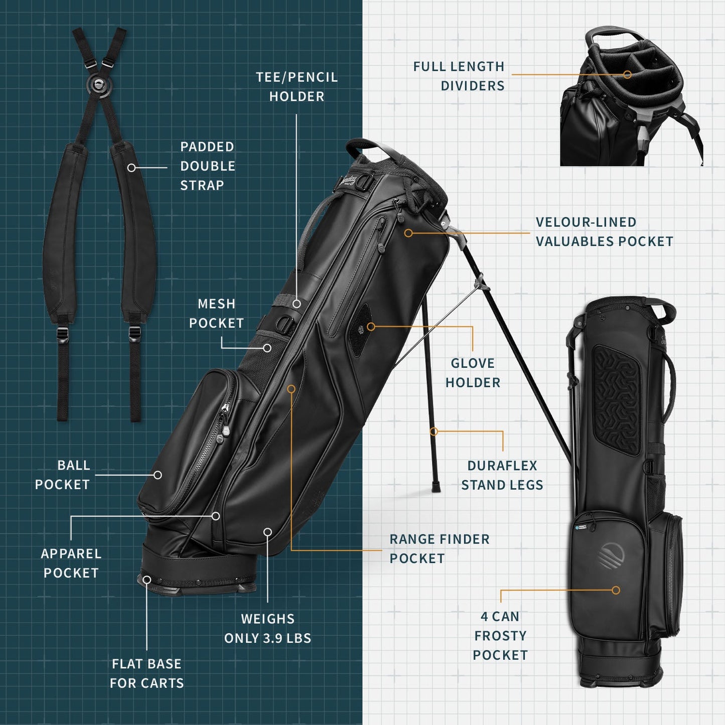 El Camino S-Class | Black Vegan Leather Mid Size Stand Bag