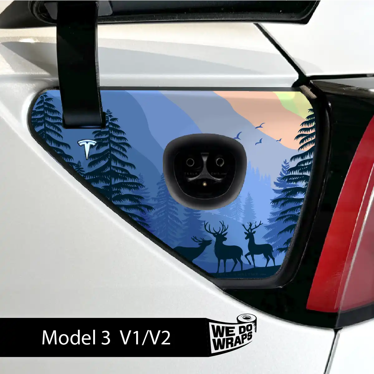 Distracted Elk Tesla Charge Port Wrap | Model 3
