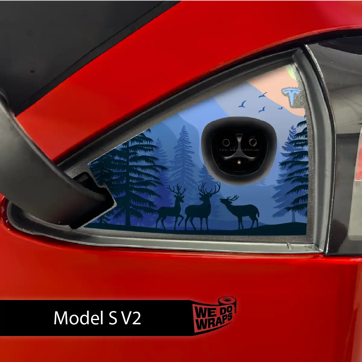 Distracted Elk Tesla Charge Port Wrap | Model S
