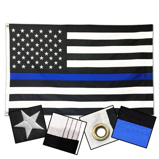 Sewn Thin Blue Line American Outdoor Flag (50 Star Design)
