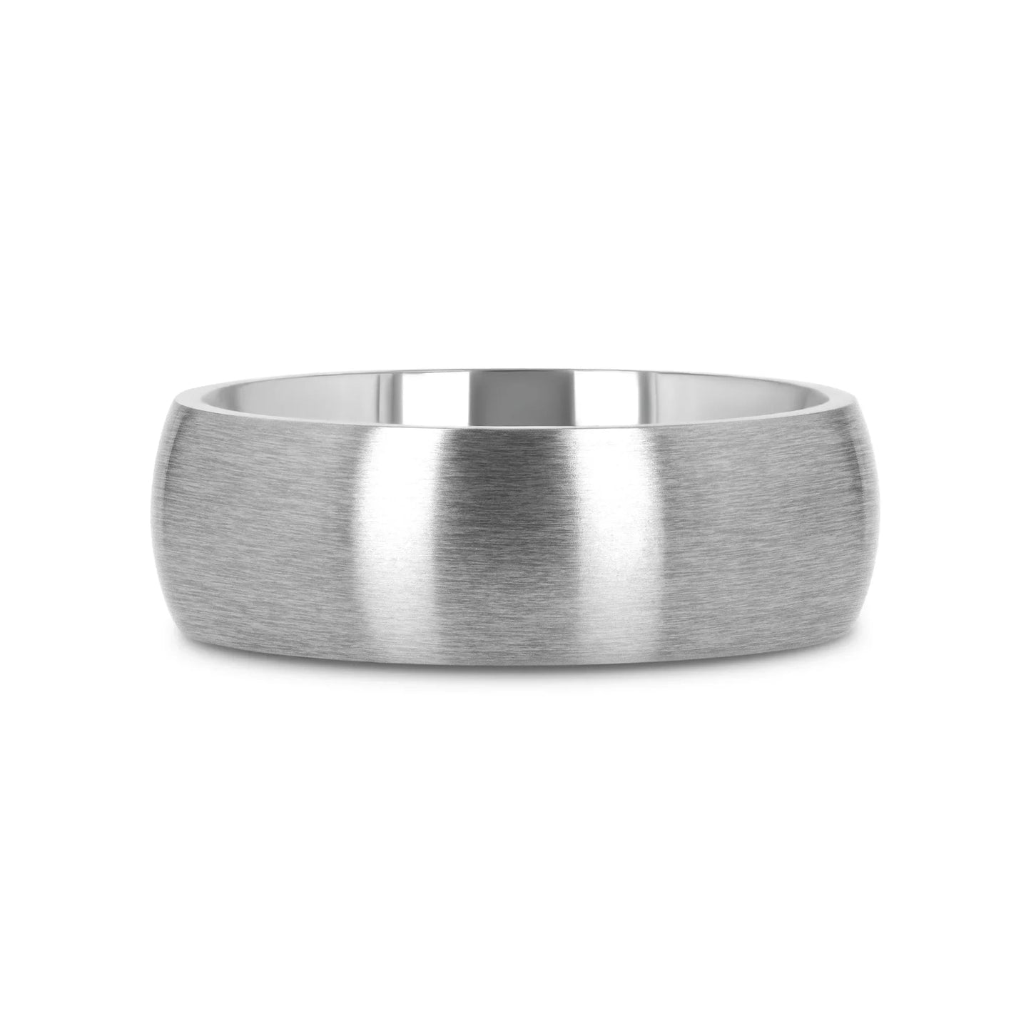 ERIS Men’s Titanium Brushed Domed Wedding Band, Comfort Fit — 6mm or 8mm