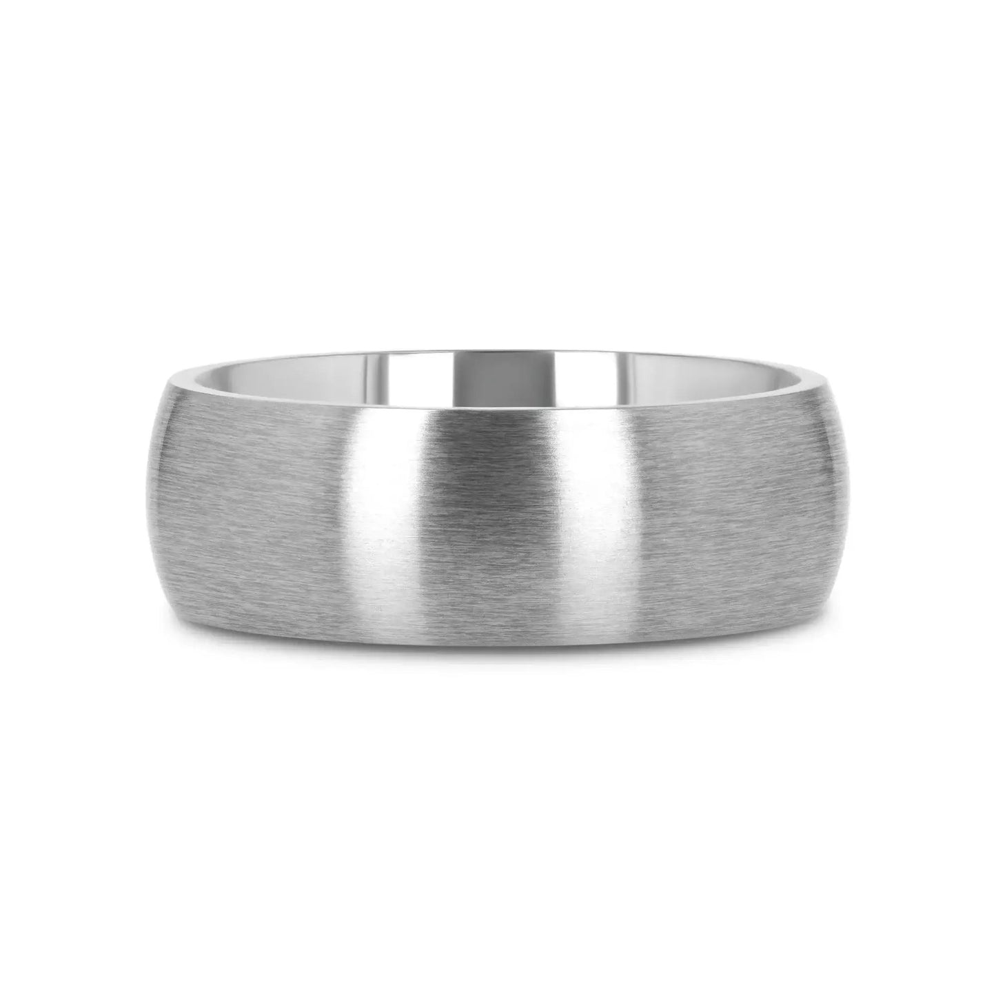ERIS Men’s Titanium Brushed Domed Wedding Band, Comfort Fit — 6mm or 8mm