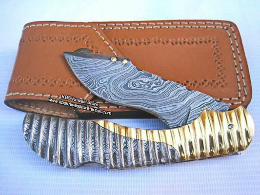 Everyday Carry Damascus Steel Folding Pocket Knife - Elegant Edge