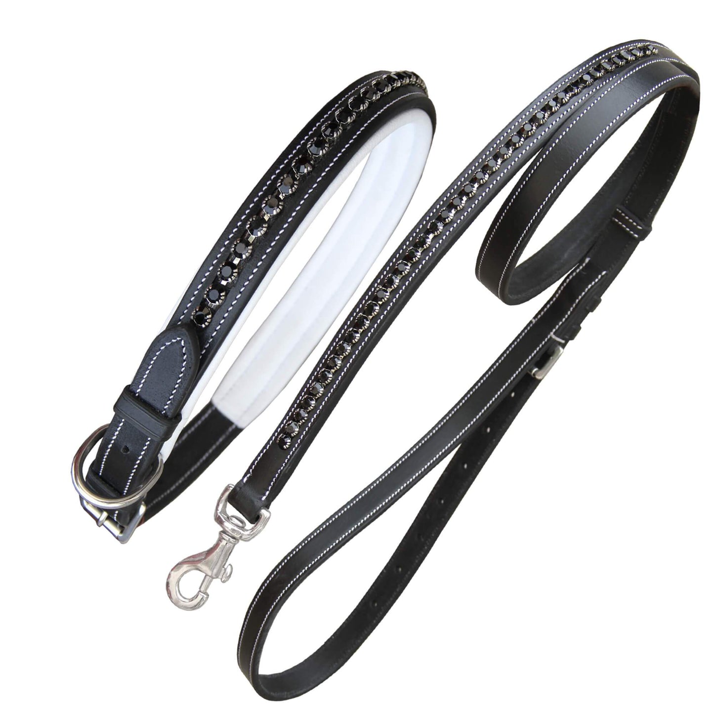ExionPro Black Bling Dog Collar With Leash