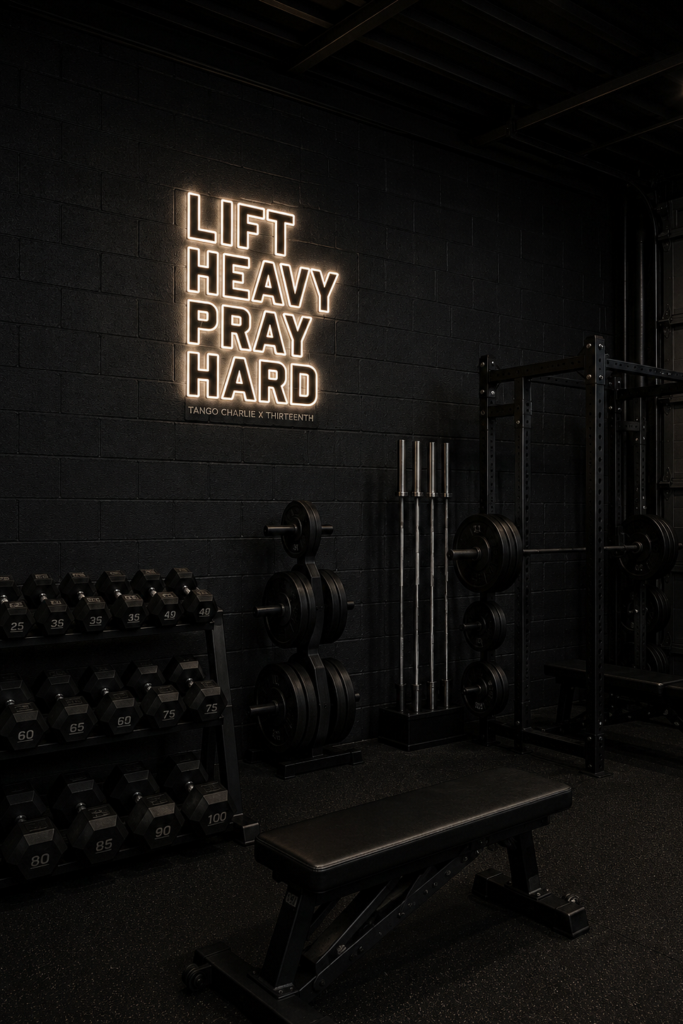 Lift Heavy. Pray Hard. - Neon Light Sign