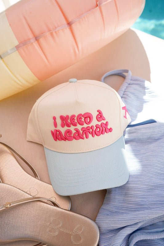 I Need a Vacation - Baby Blue Trucker Hat