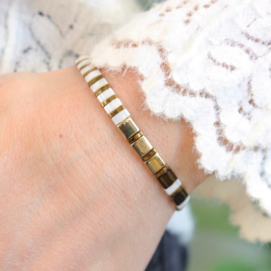 HOT COCOA - Tila Bead Bracelet - Size X-Large