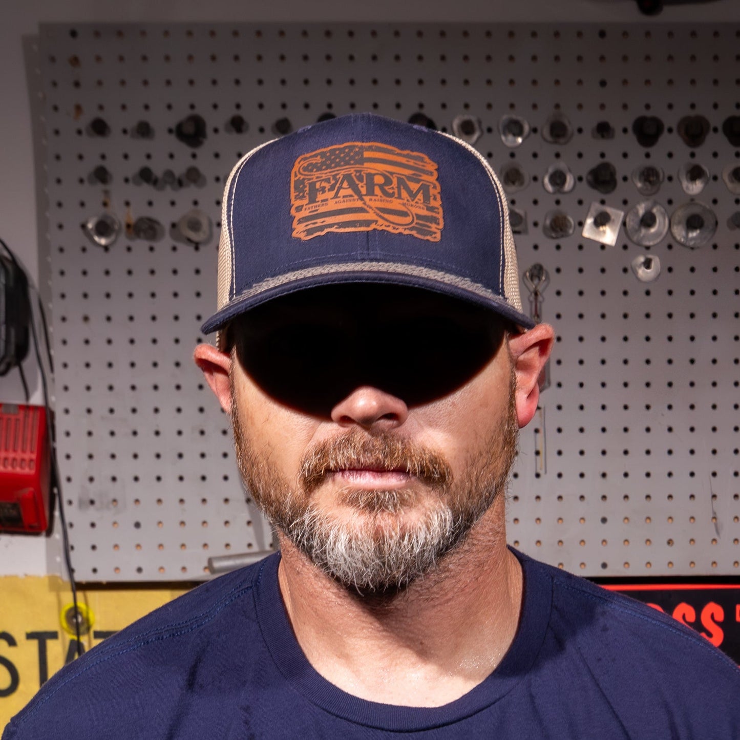 Flag Leather Patch Hat-Navy/Gold