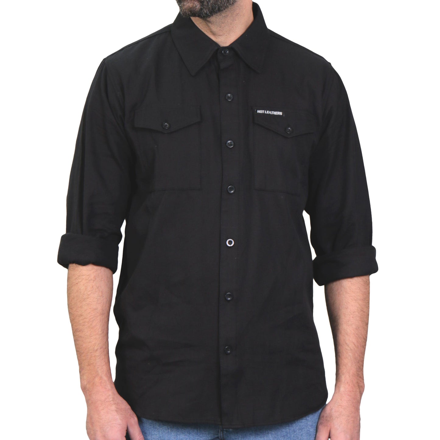 Hot Leathers Men's 'Iron Gospel' Black Cotton Flannel Shirt - Button Front - Riding/Casual/ Work Wear - FLM2024