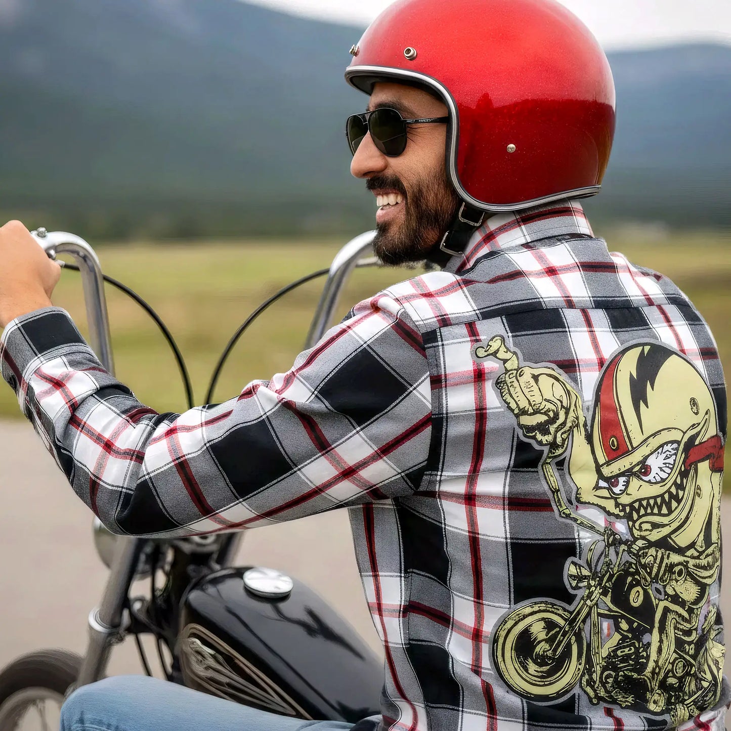 Hot Leathers Men's 'Bobber Monster' Multi/Color Cotton Flannel Shirt - Button Front - Riding/Casual/ Work Wear - FLM2104
