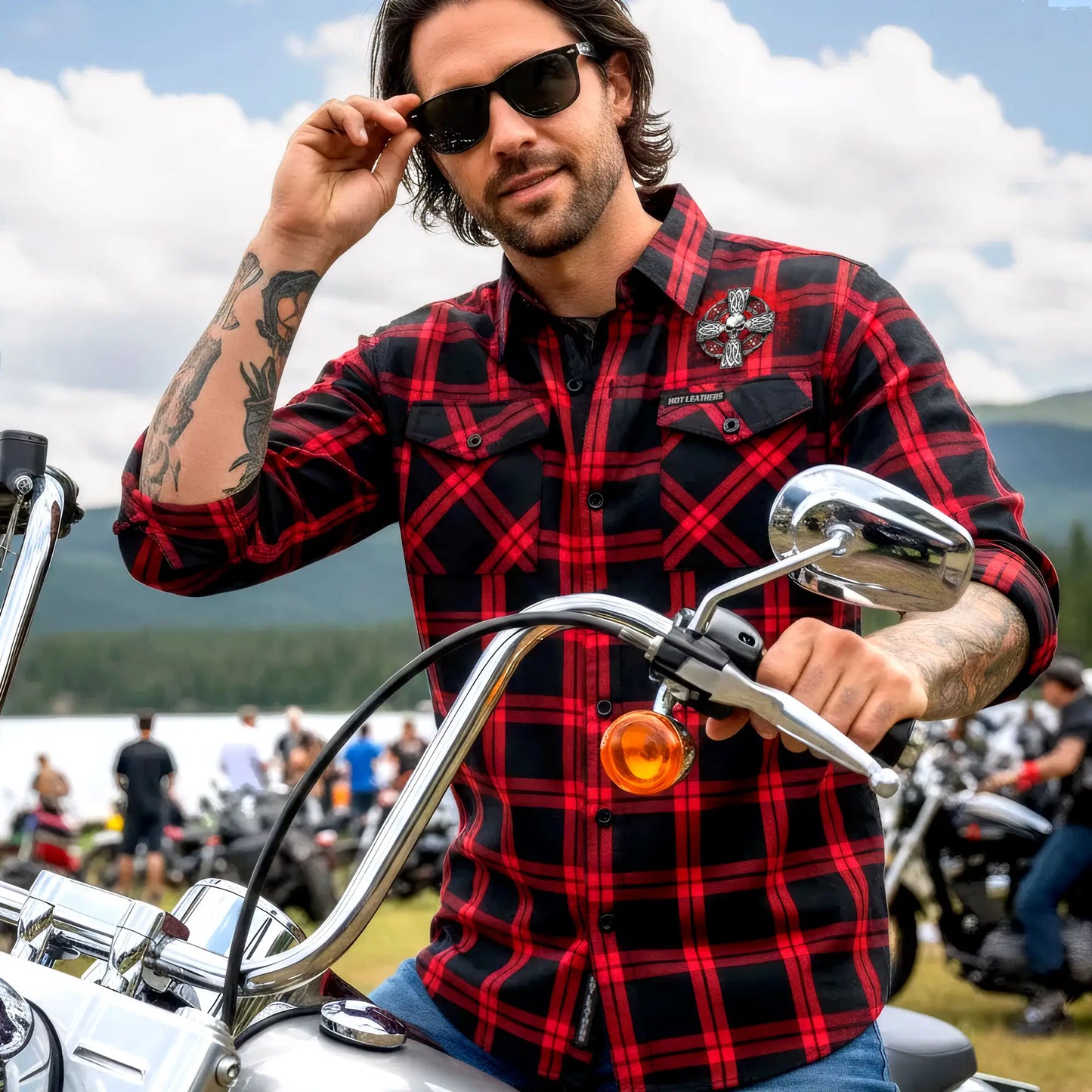 Hot Leathers FLM2112 Men's 'Celtic Cross' Flannel Long Sleeve Shirt