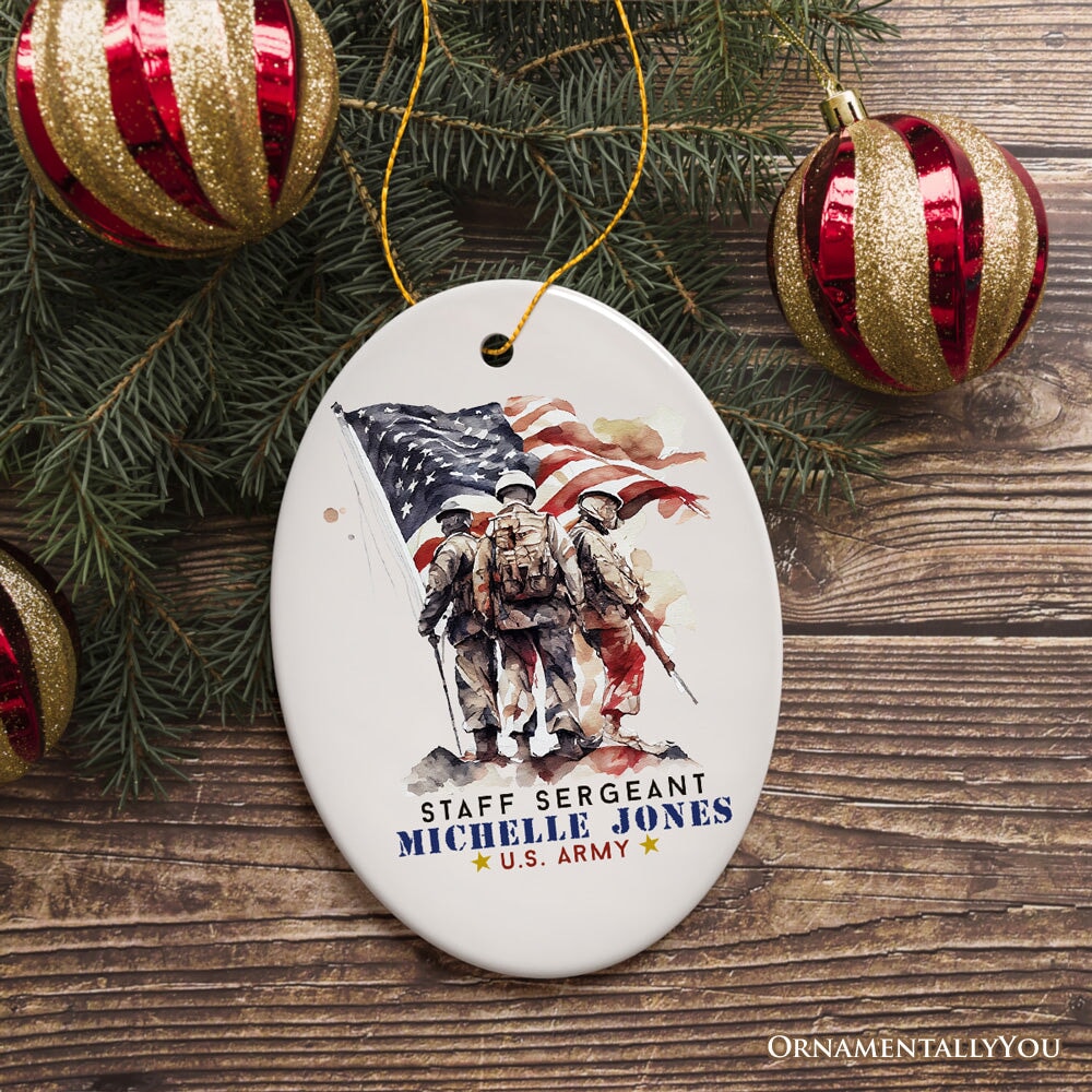 Personalized U.S. Army Staff Sergeant Ornament, Custom Gift for Military Veteran