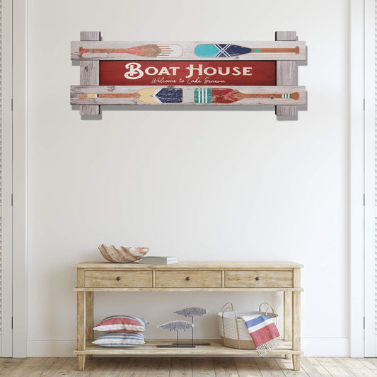 Boat House Sign - Framed Wall Decor