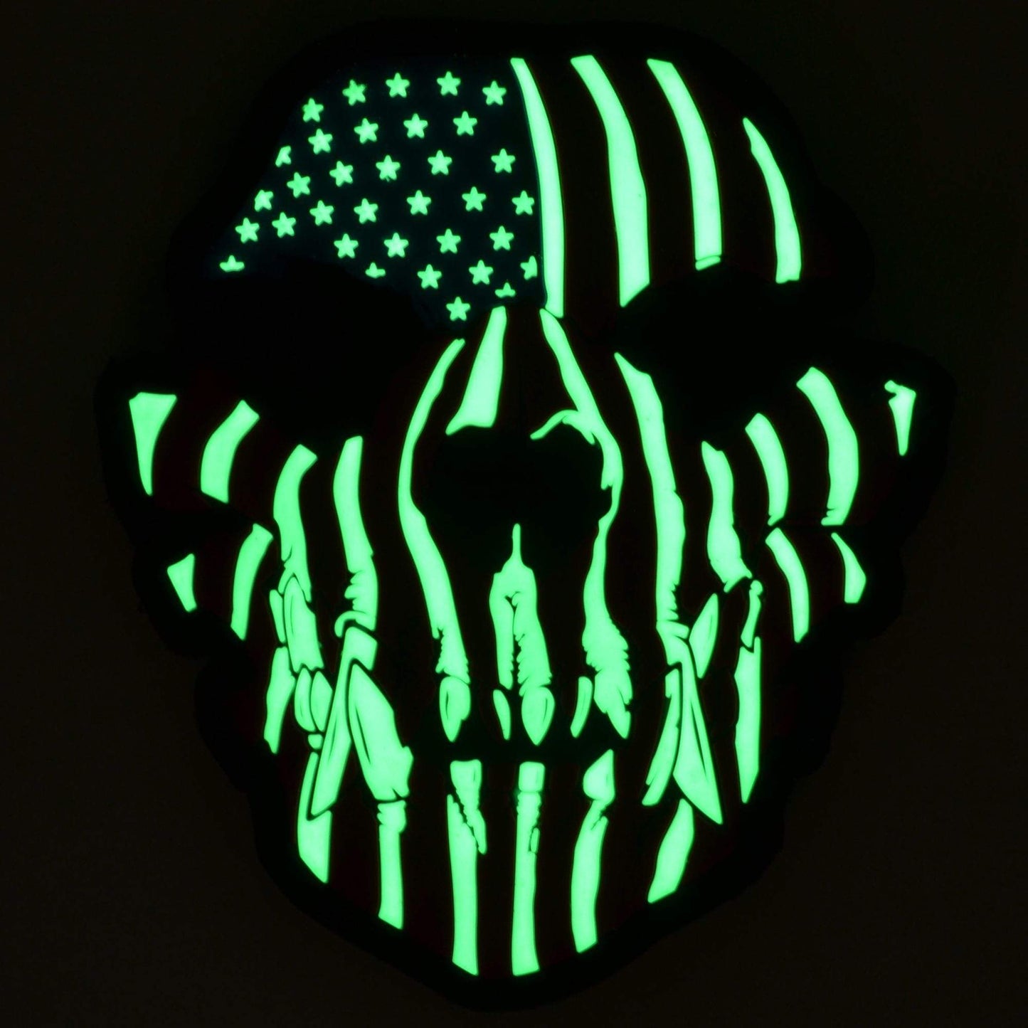 K9 Dog Canine Skull US Flag - 3x3.5 PVC Patch COLOR or GLOW IN THE DARK