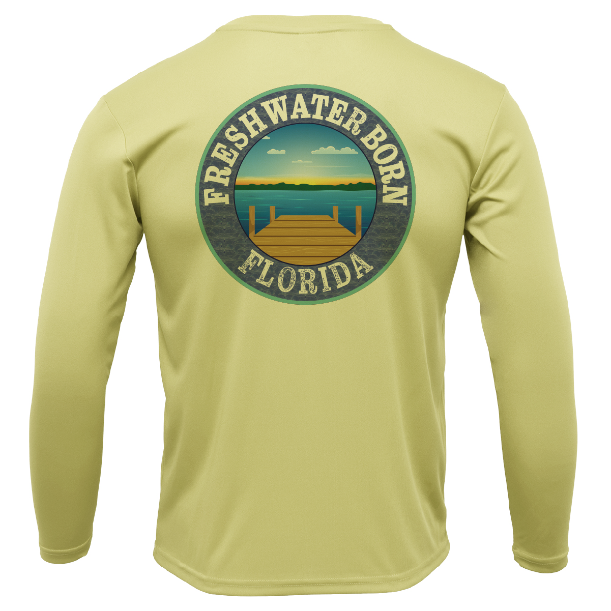 Orange and Blue Freshwater Born Men's Long Sleeve UPF 50+ Dry-Fit Shirt