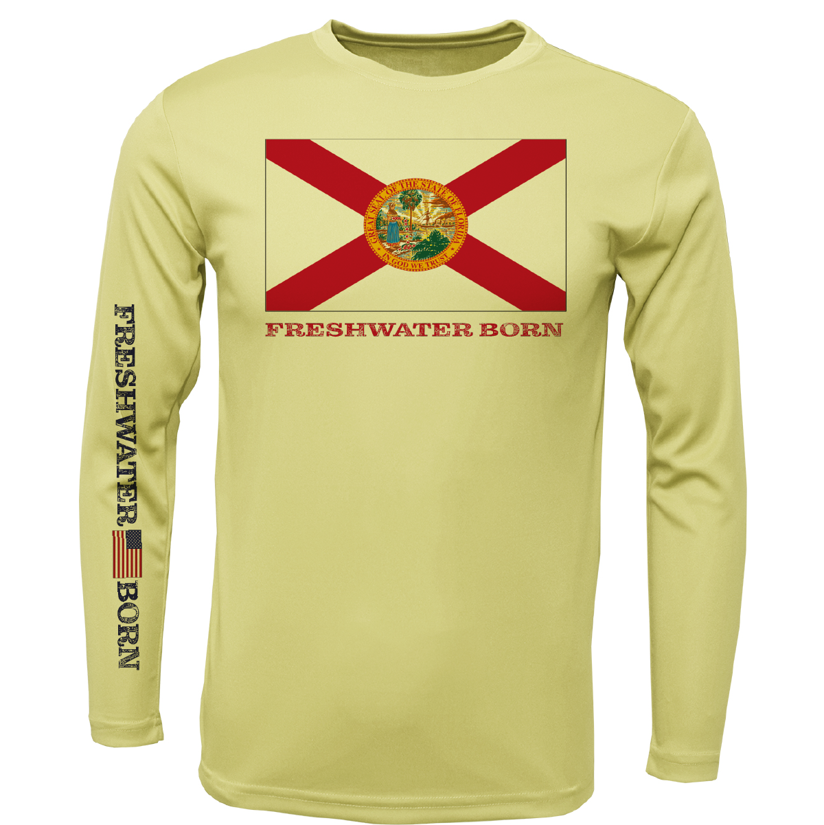 Florida Flag Freshwater Born Girl's Long Sleeve UPF 50+ Dry-Fit Shirt