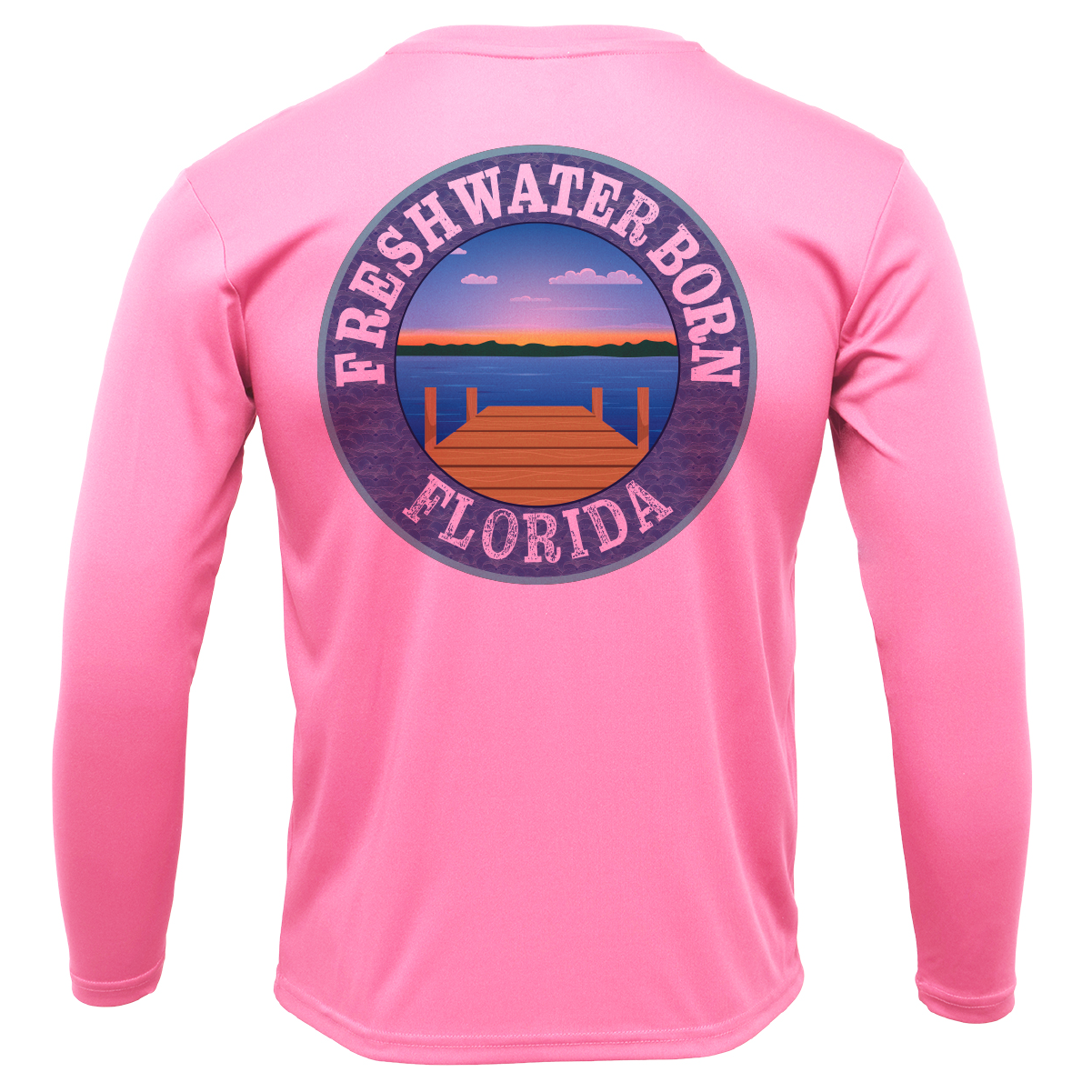 Miami Orange and Green Freshwater Born Girl's Long Sleeve UPF 50+ Dry-Fit Shirt