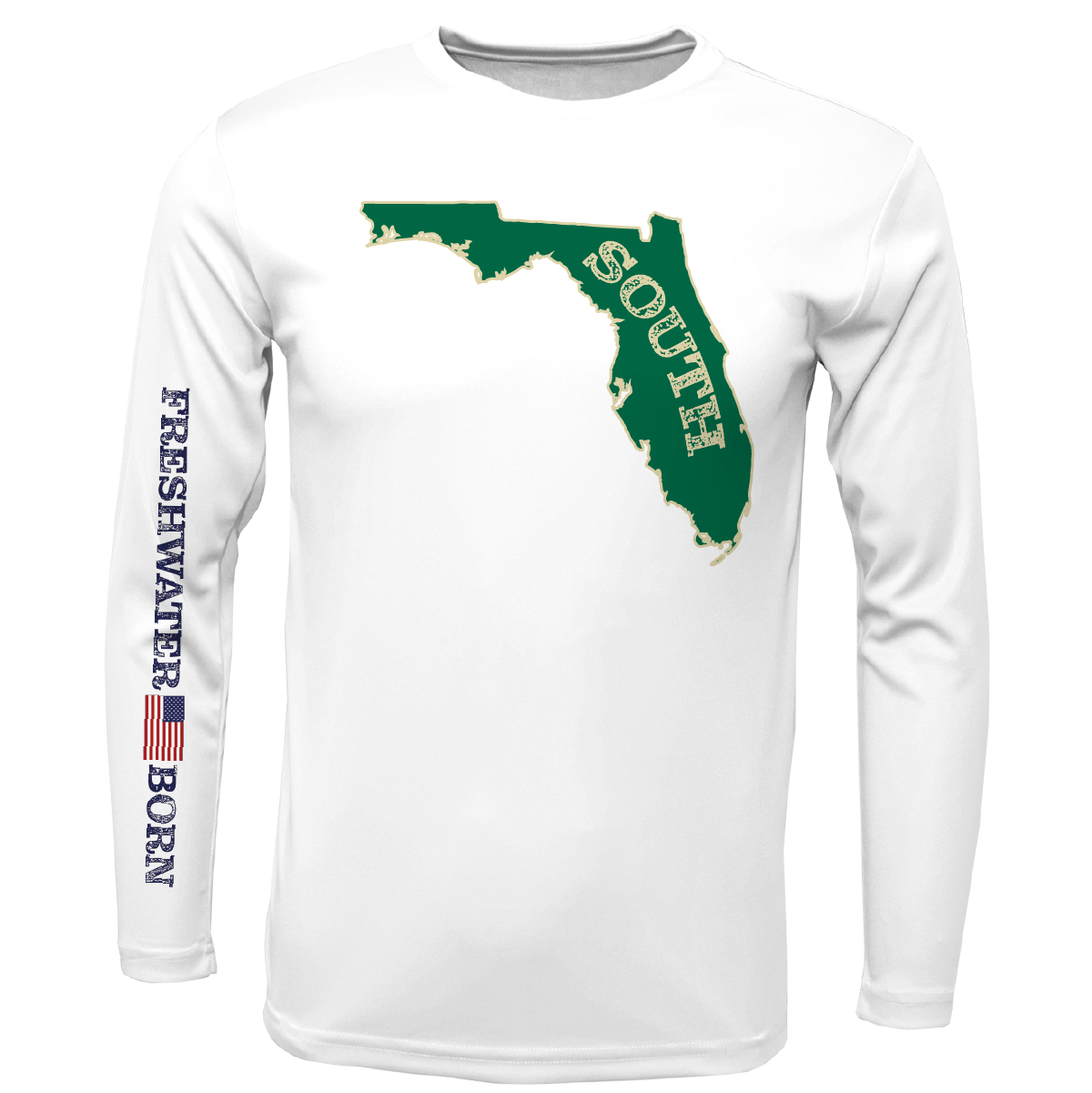 USF Green and Gold Freshwater Born Girl's Long Sleeve UPF 50+ Dry-Fit Shirt