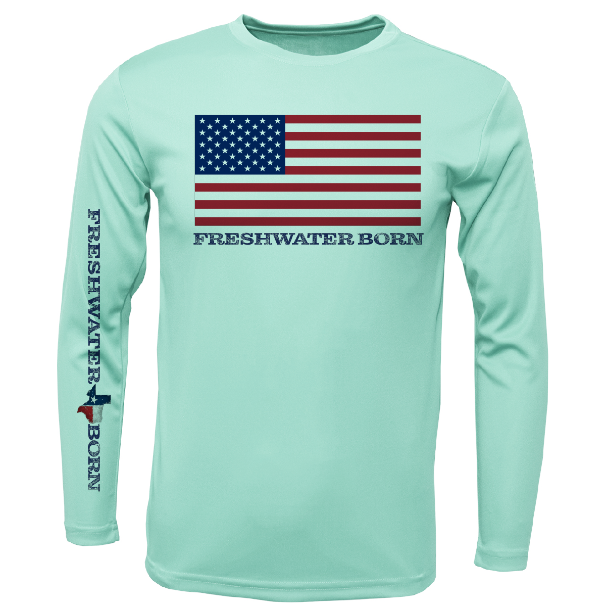 Texas USA Freshwater Born Men's Long Sleeve UPF 50+ Dry-Fit Shirt