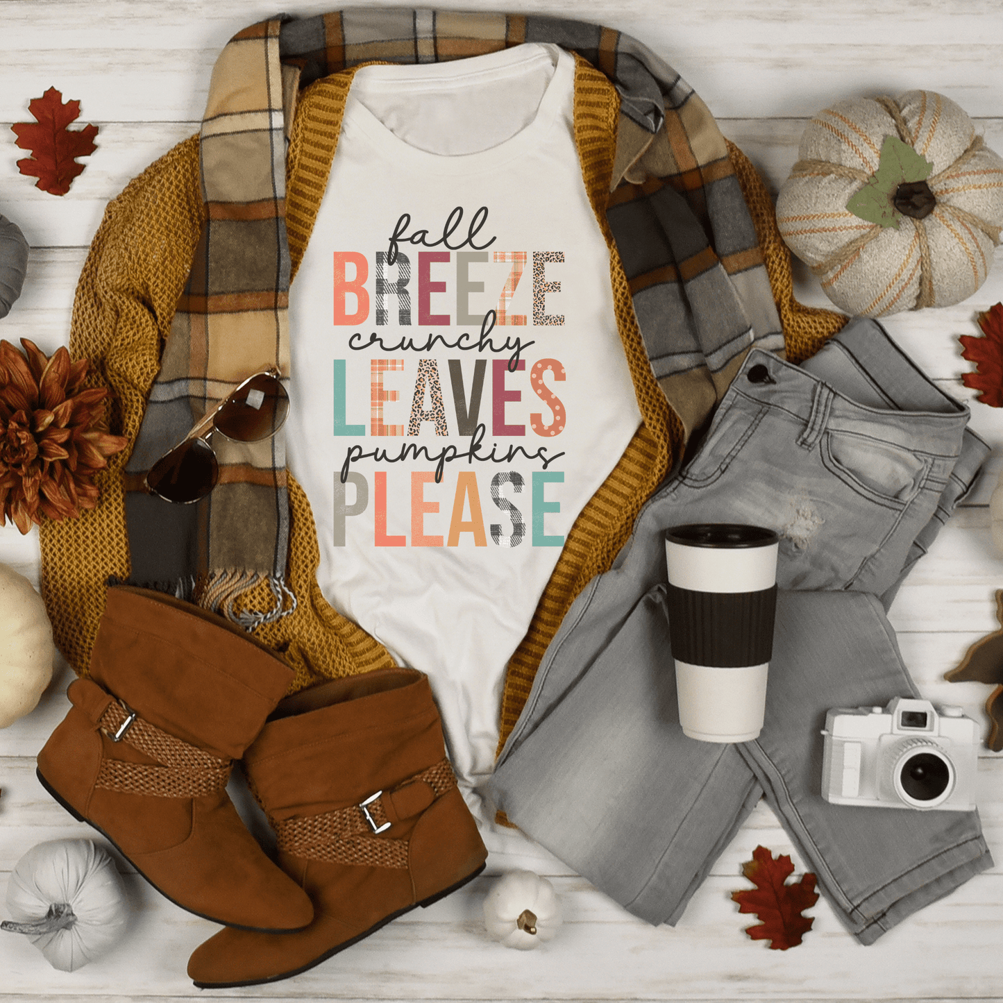 Fall Breeze Crunchy Leaves Pumpkins Please T-Shirt