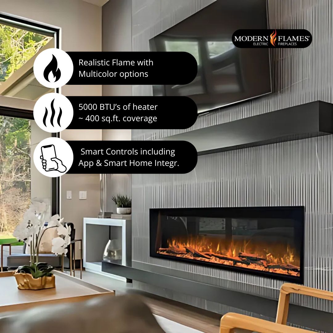 Modern Flames "Landscape Pro Slim" Smart Electric Fireplace, Sizes: 44" - 96"