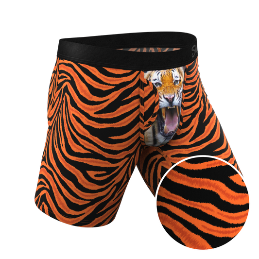 The Feral Feline | Tiger Print Long Leg Ball Hammock® Pouch Underwear With Fly