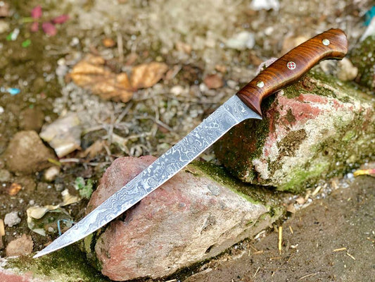 Fish Knife – 8" Damascus Blade with Sheath