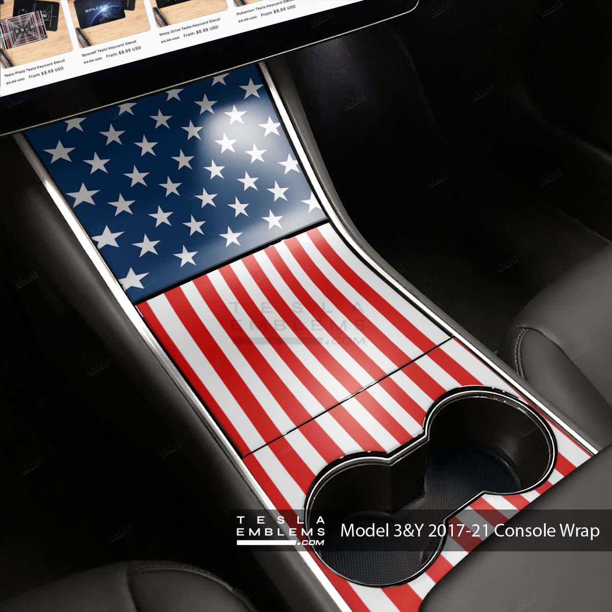 American Flag | Tesla Center Console Wrap Kit | Model Y ’19-20