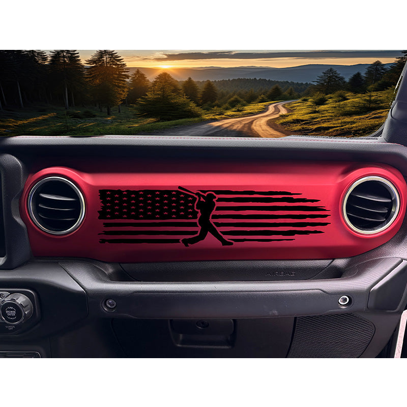 American Flag with Bat Dashboard Decal