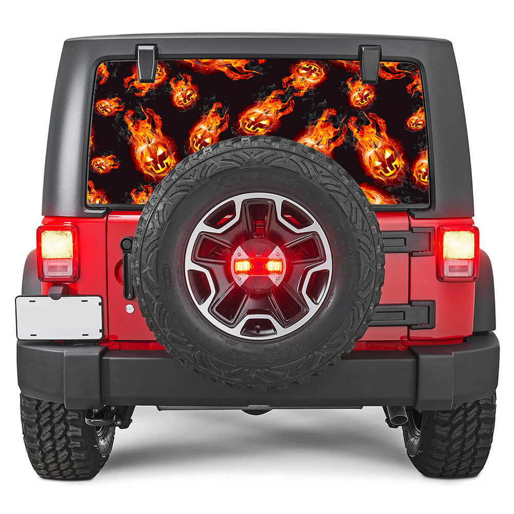 Flaming Pumpkins Rear Window Decal