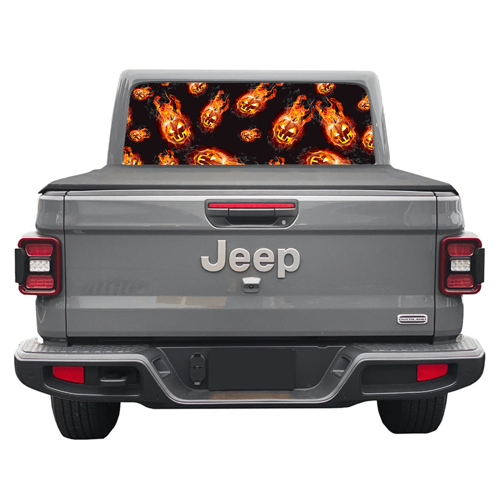 Flaming Pumpkins Rear Window Decal