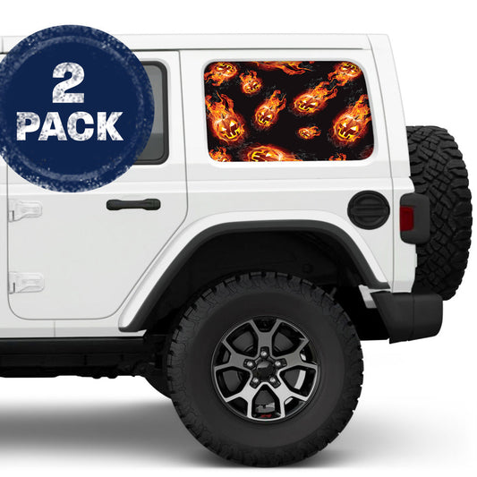 Flaming Pumpkins Side Windows Printed Vinyl Decal