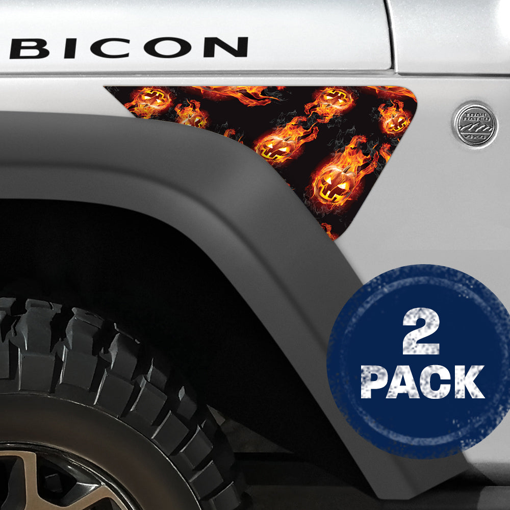 Flaming Pumpkins 2pc Vinyl Fender Decal