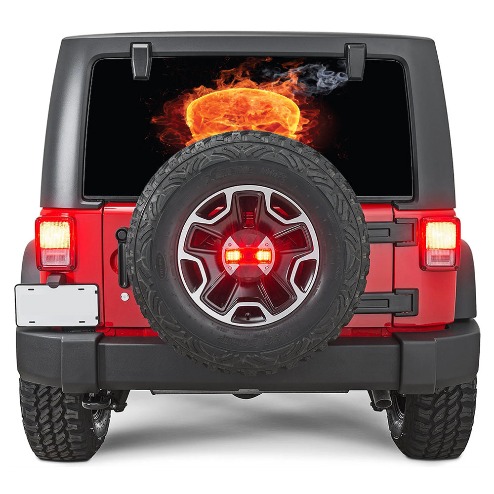 Flaming Skull Rear Window Decal