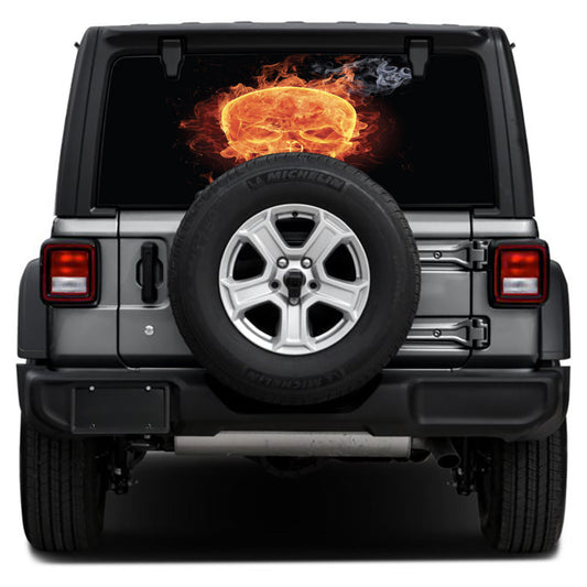 Flaming Skull Rear Window Decal