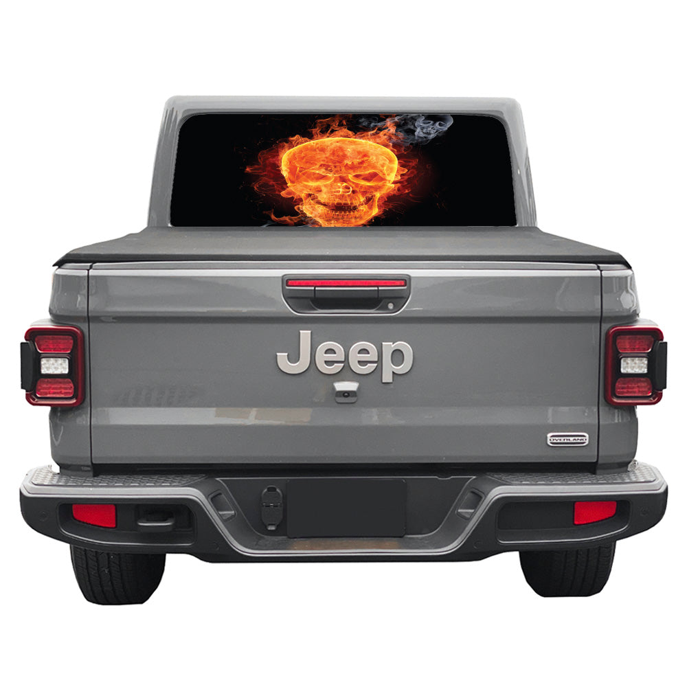 Flaming Skull Rear Window Decal