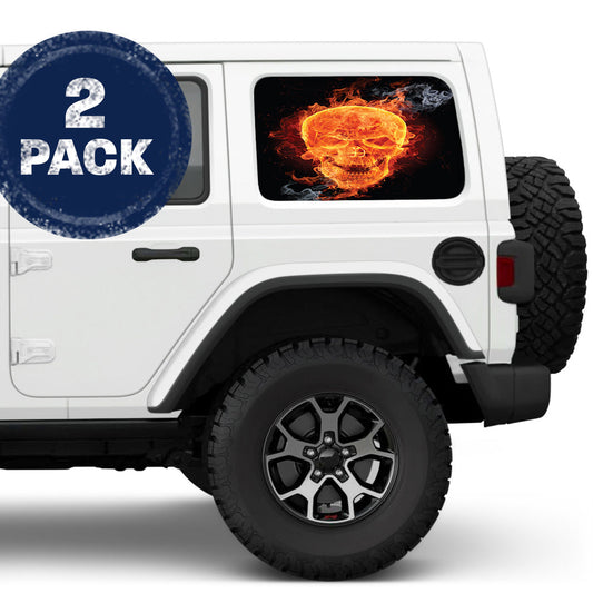 Flaming Skull Side Windows Printed Vinyl Decal
