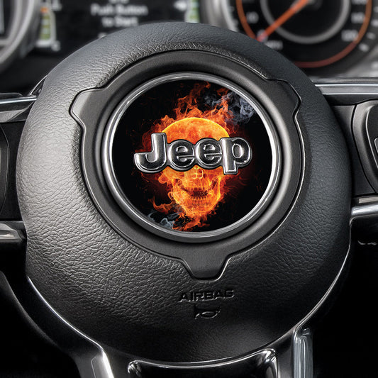 Flaming Skull Steering Wheel Decal