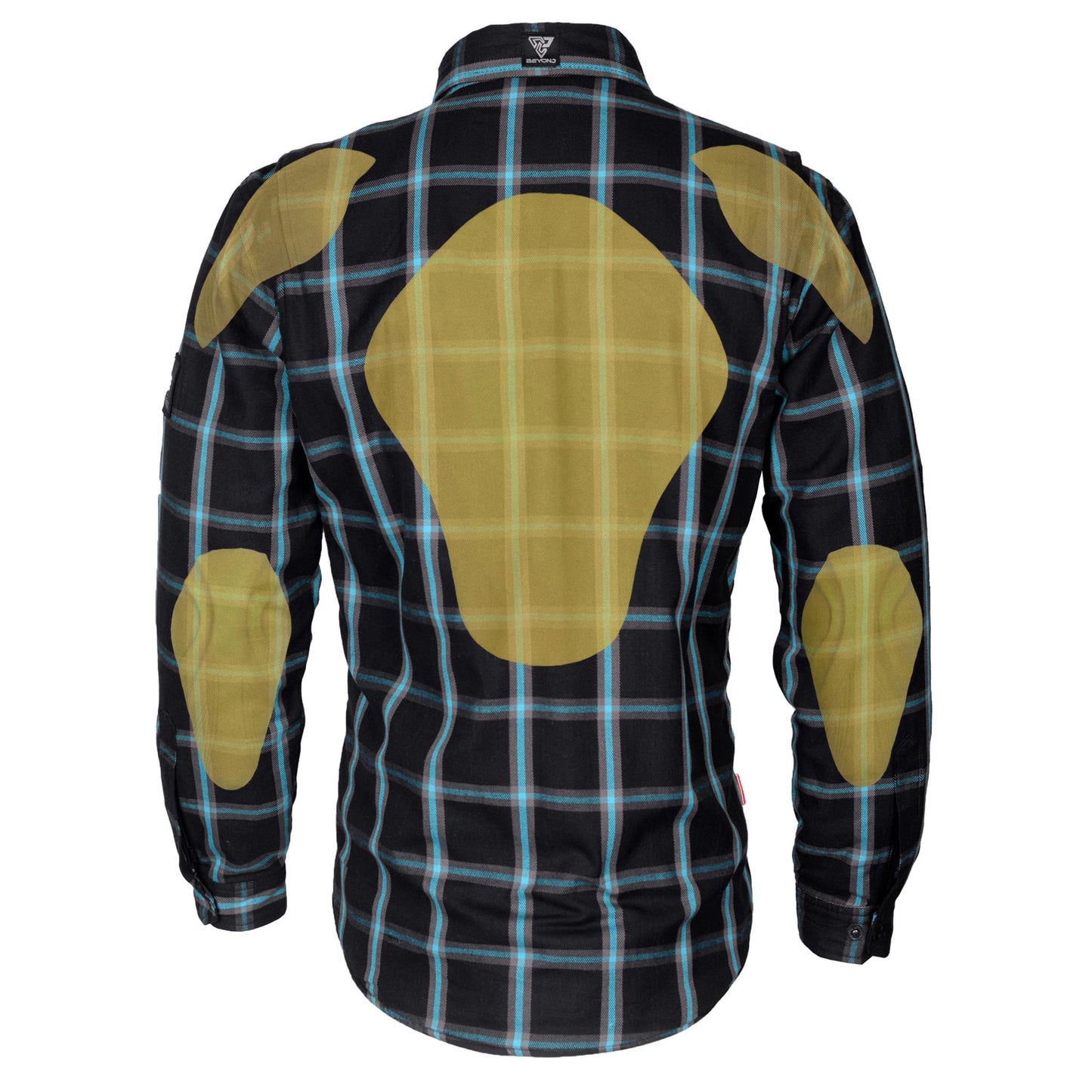 Protective Flannel Shirt - Black and Blue Stripes with Pads
