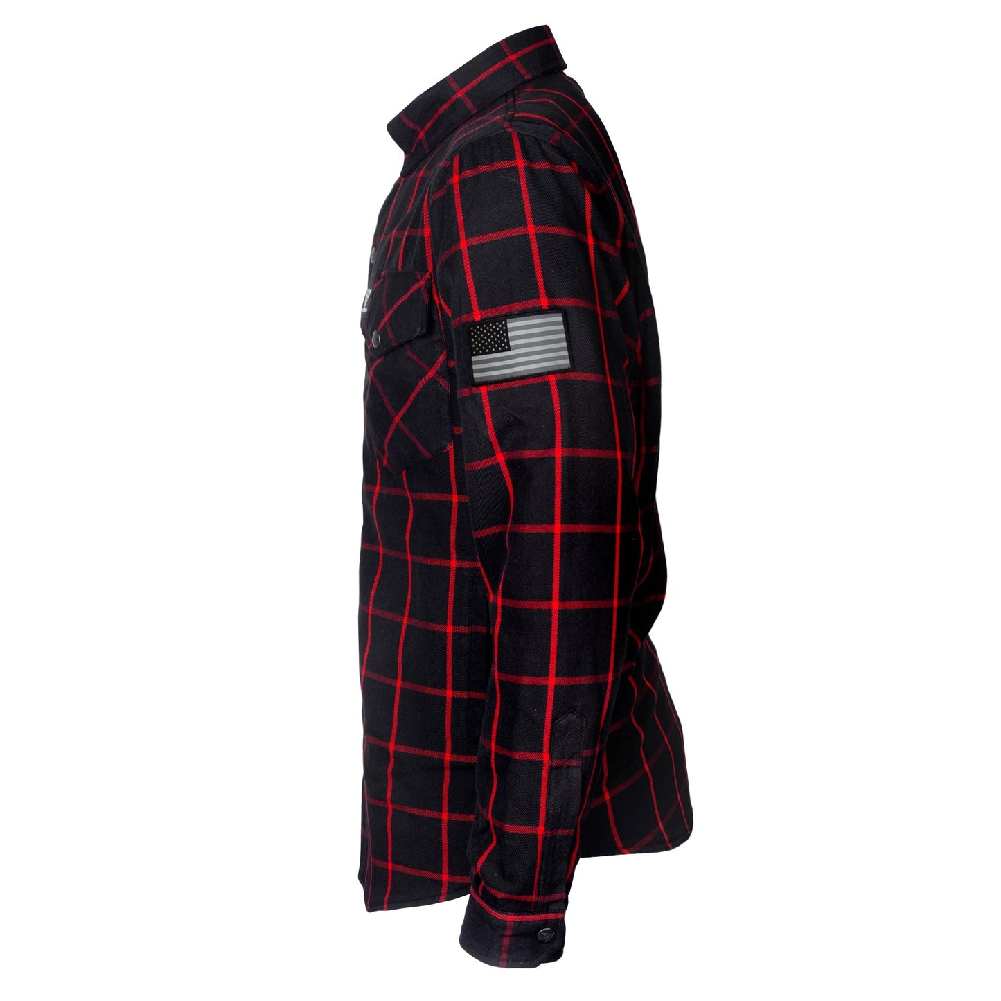 Protective Flannel Shirt - Black and Red Stripes with Pads