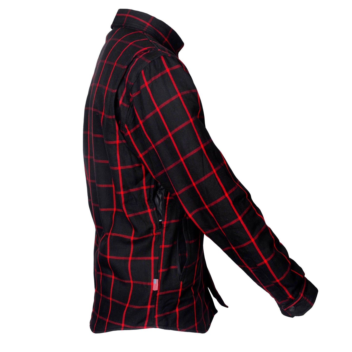 Protective Flannel Shirt - Black and Red Stripes with Pads