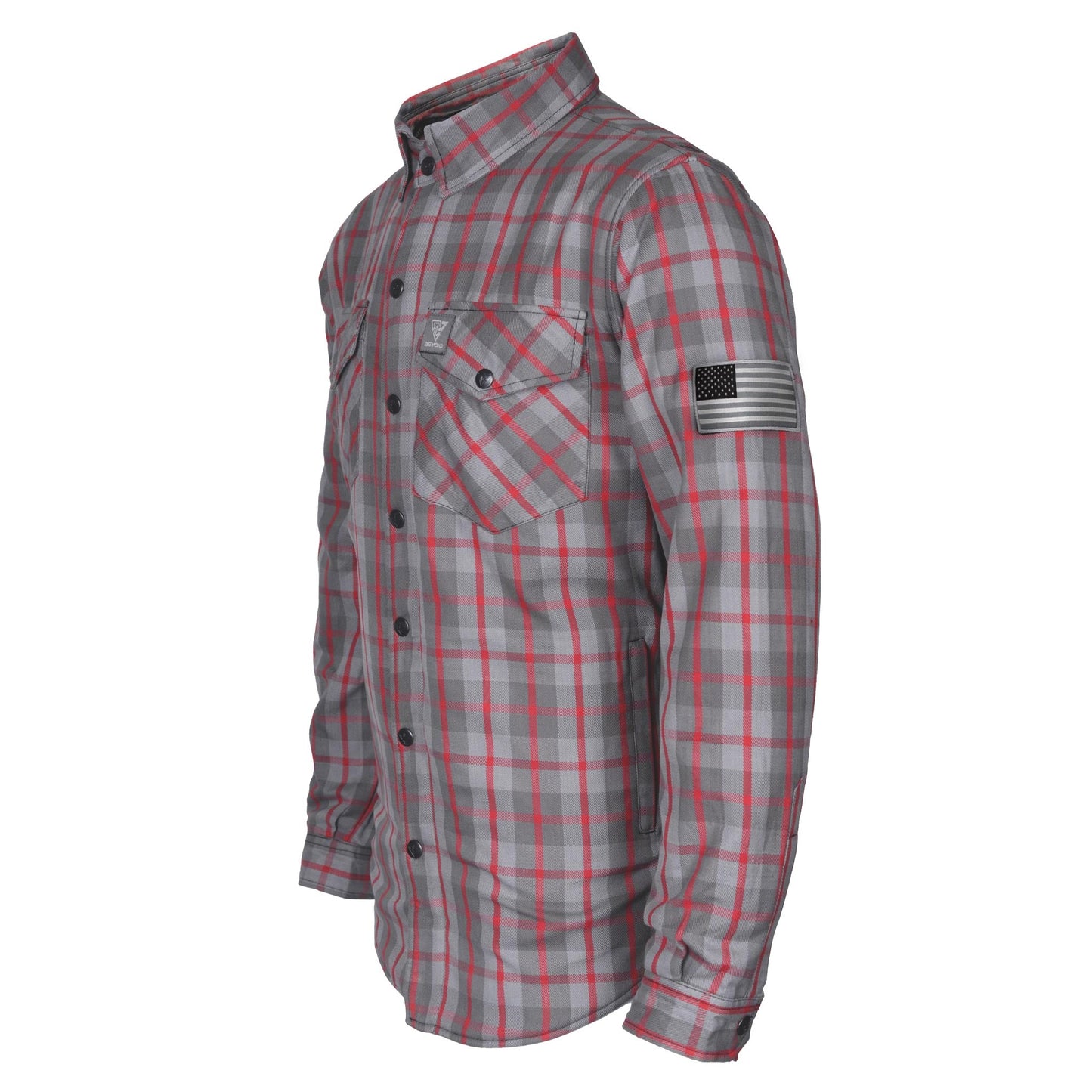 Protective Flannel Shirt - Grey and Red Stripes