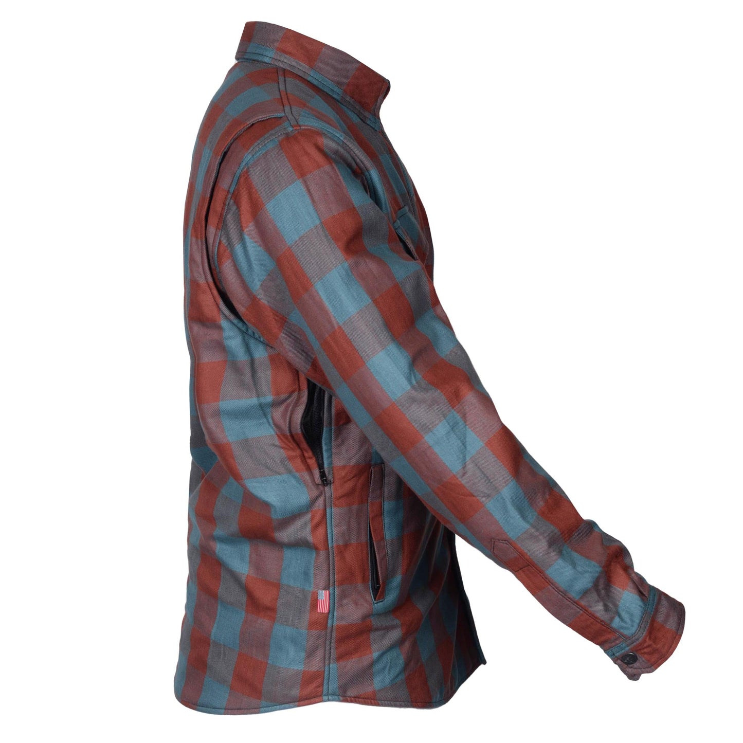 Protective Flannel Shirt - Light Brown and Teal Checkered with Pads