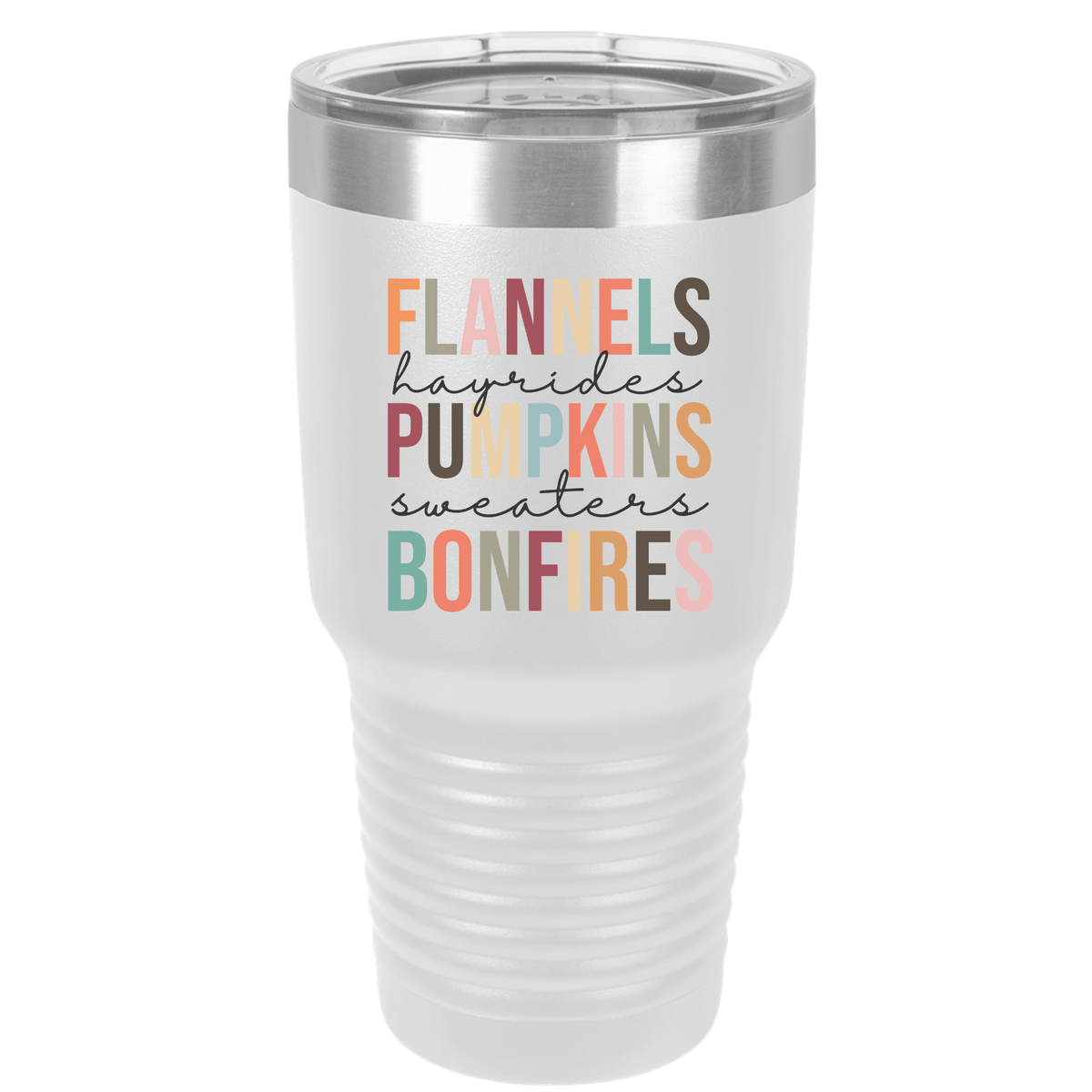 Flannels Hayrides Pumpkins Sweaters Bonfires | Polar Camel Tumbler