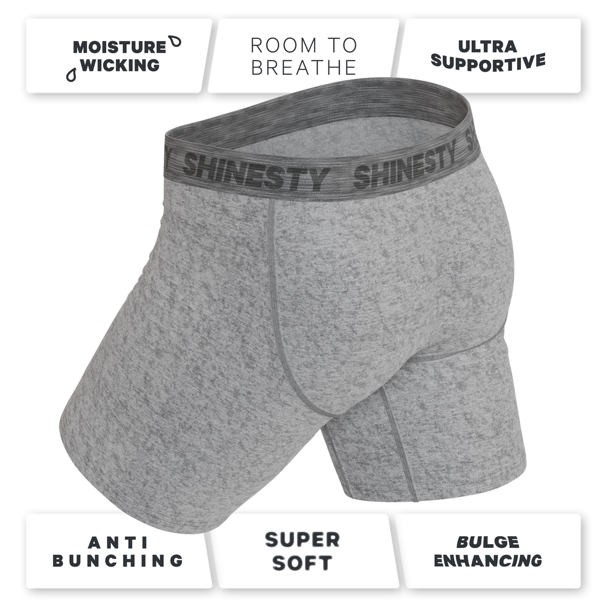 The Flintstone | Heather Grey and Black Ball Hammock® Boxer - Long Leg