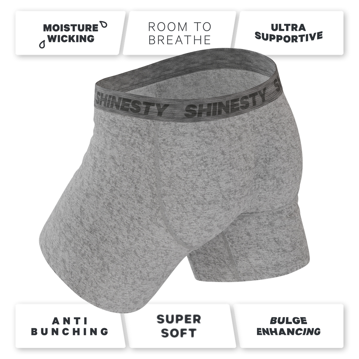 The Flintstone | Heather Grey and Black Ball Hammock® Pouch Underwear With Fly