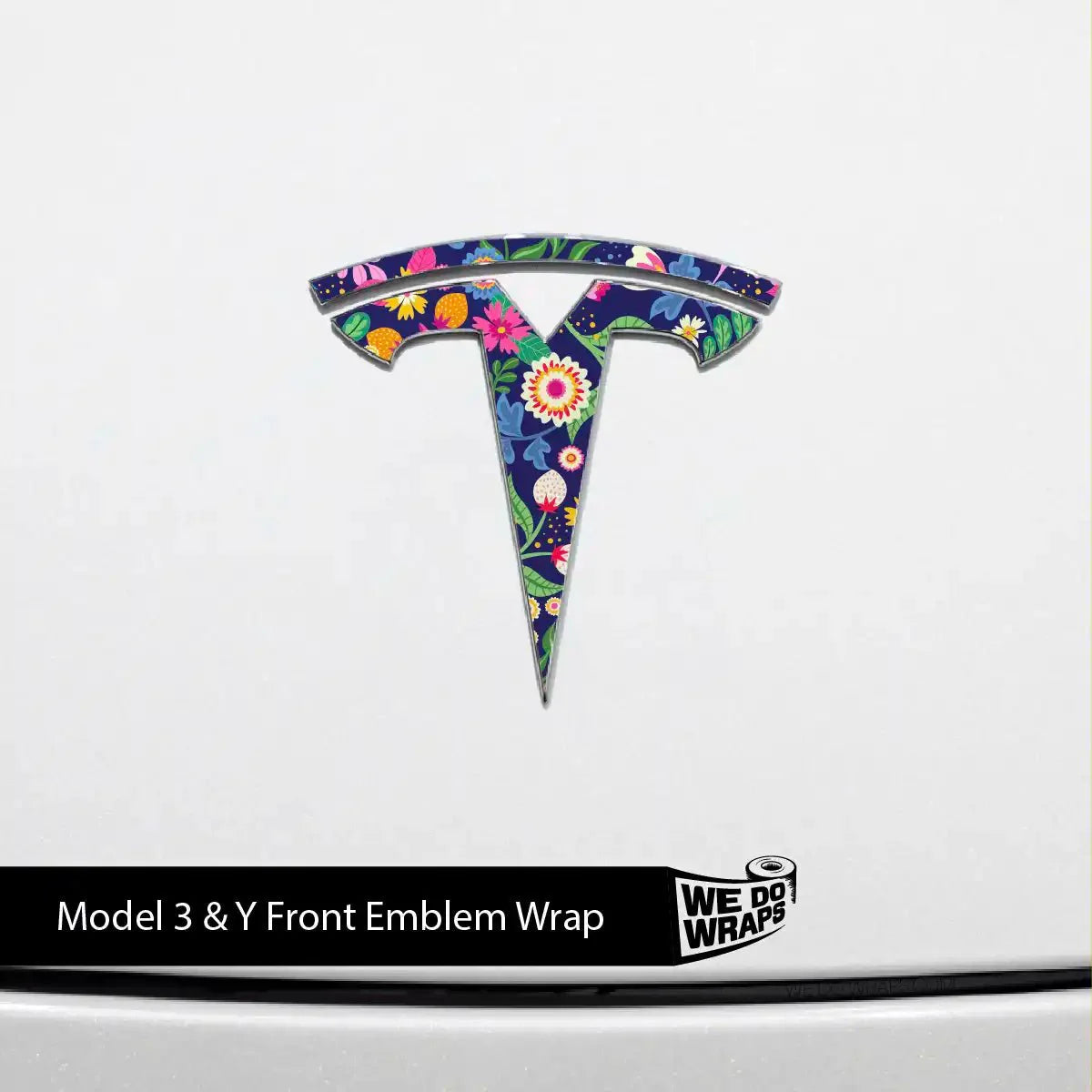 Floral Meadow Tesla Emblem Decals (Front + Back) | Model Y