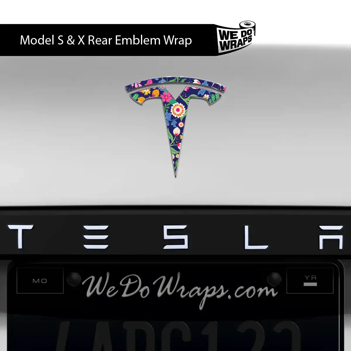Floral Meadow Tesla Emblem Decals (Front + Back) | Model X