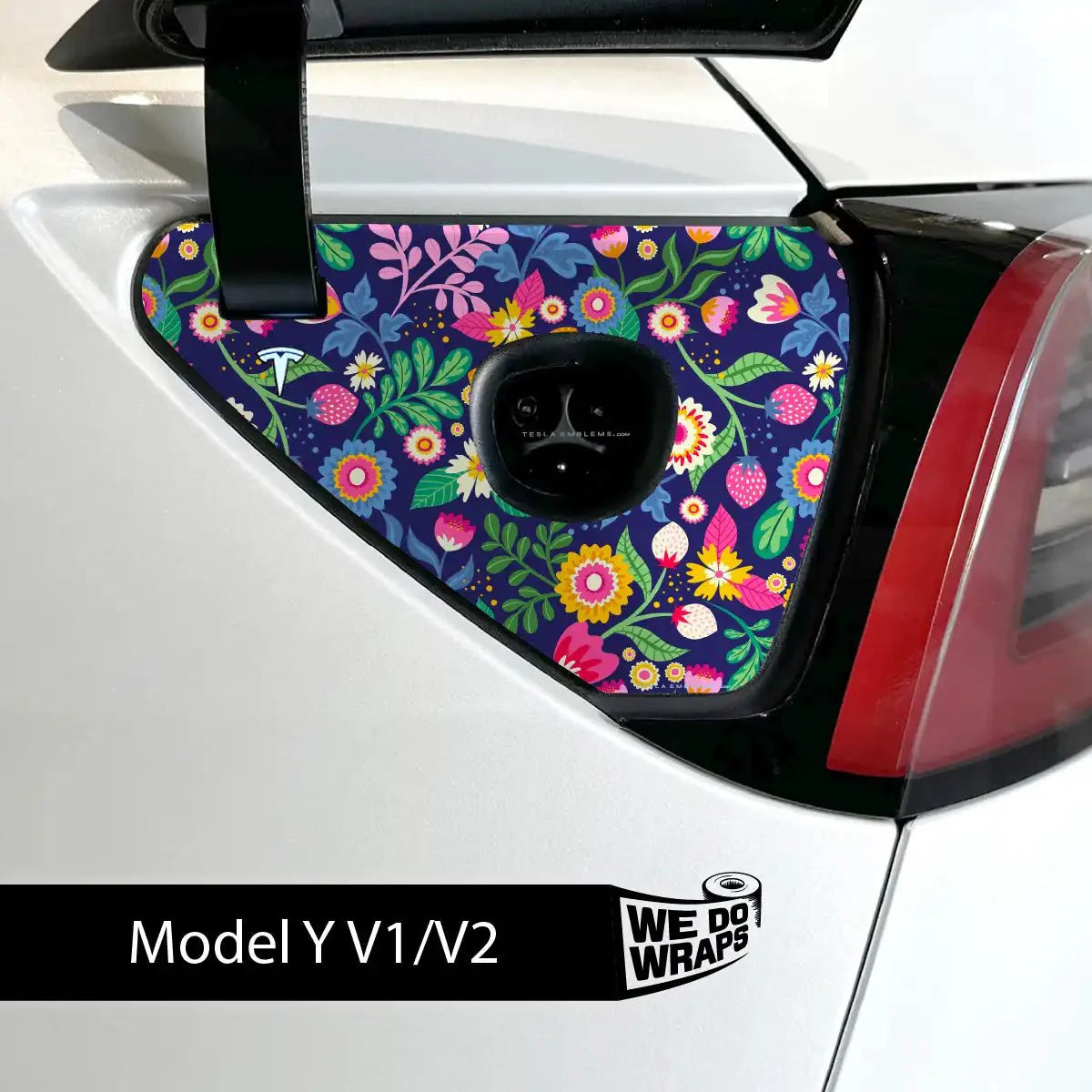 Floral Meadows Tesla Charge Port Wrap | Model Y